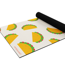 Load image into Gallery viewer, yoga mat with taco design half rolled up
