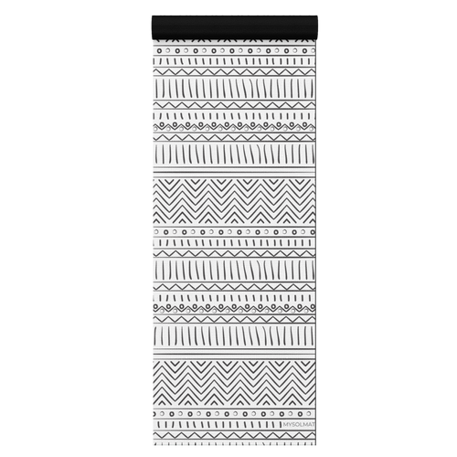 yoga mat with black and white aztec design