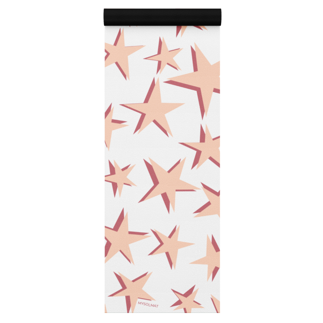 yoga mat with pink star design